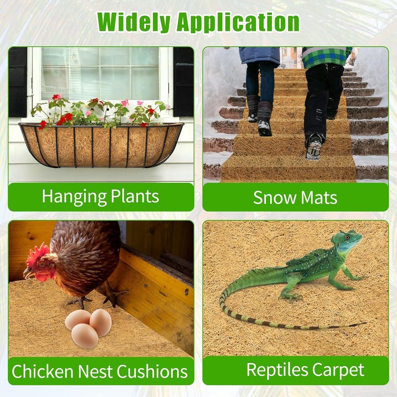 Dovesail Coco Liner Roll 12x120 Inch, Natural Coconut Liners for Planter Flower Basket, Thick Coco Fiber Mat for Hanging Basket, Garden Decoration, Animal Pet Pads, Reptile Carpet - Image 4